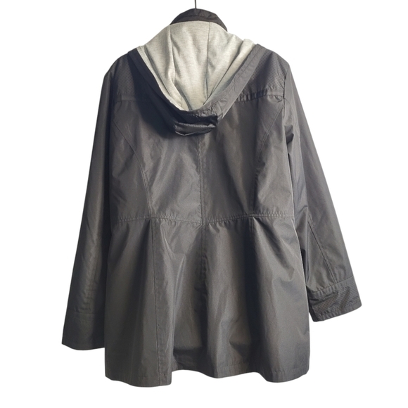 INTL d.e.t.a.i.l.s Women's Black Zip Front Hooded Lined Coat Jacket Size XL - Picture 2 of 10